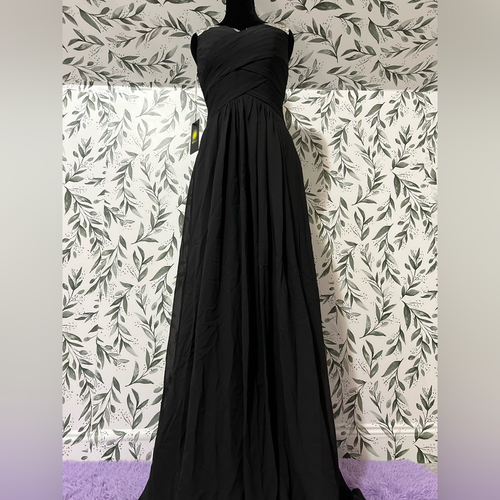 Stunning Wedtrend Black A Line Maxi Dress Gown Prom Formal Size S (4) NWT #5